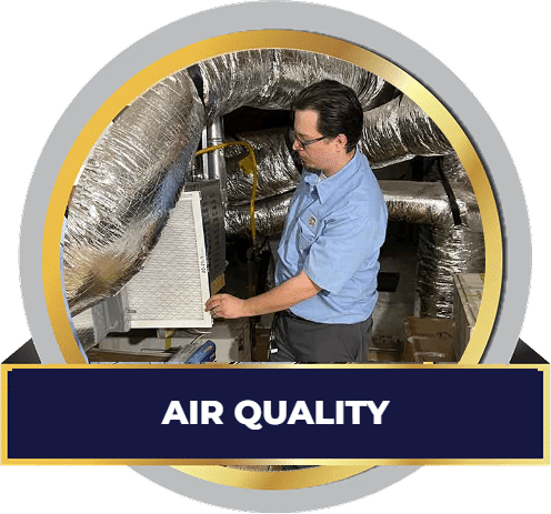 CW Service Pros technician replacing an air filter to improve indoor air quality